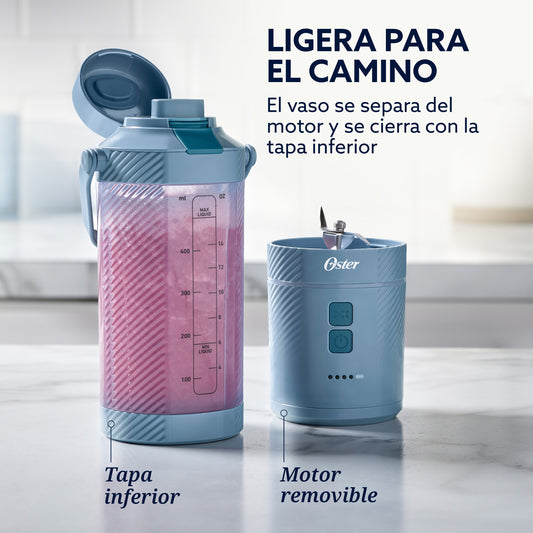 Licuadora Portátil Oster GoMAX | Recargable USB-C, 590 ml