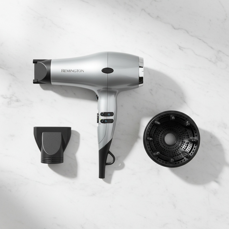 Secador Remington Pro Titanium D3019 - Flat lay con accesorios